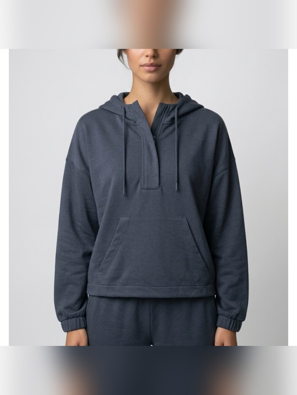 Oversized Quarter-Zip Activewear Hoodie – Size Small